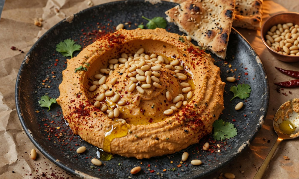 Spiced Hummus with Pine Nuts